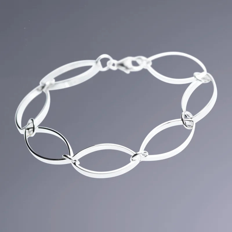 Baud Armlänk 1, sterling silver armband med kraftiga båtformade länkar