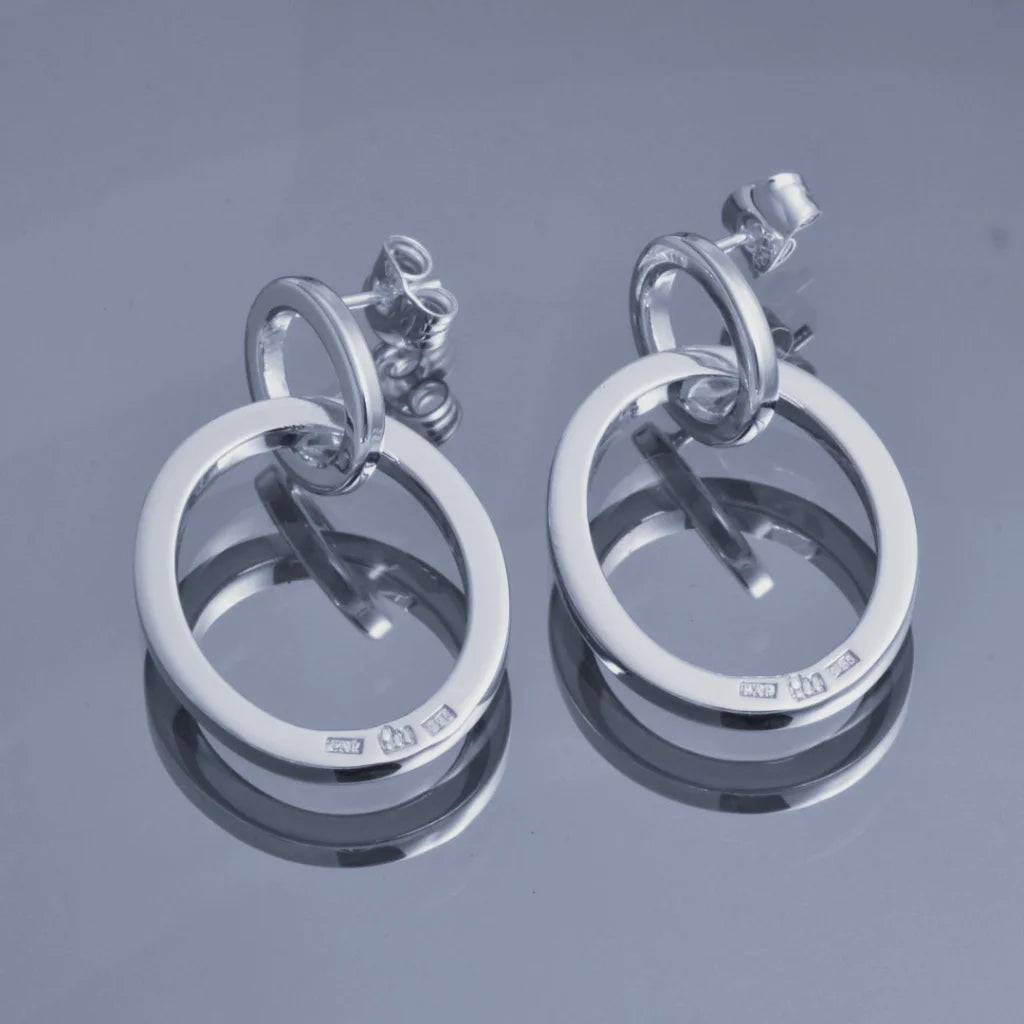 Oval örhänge 1 - Handgjord - Sweden - Sterling Silver 925