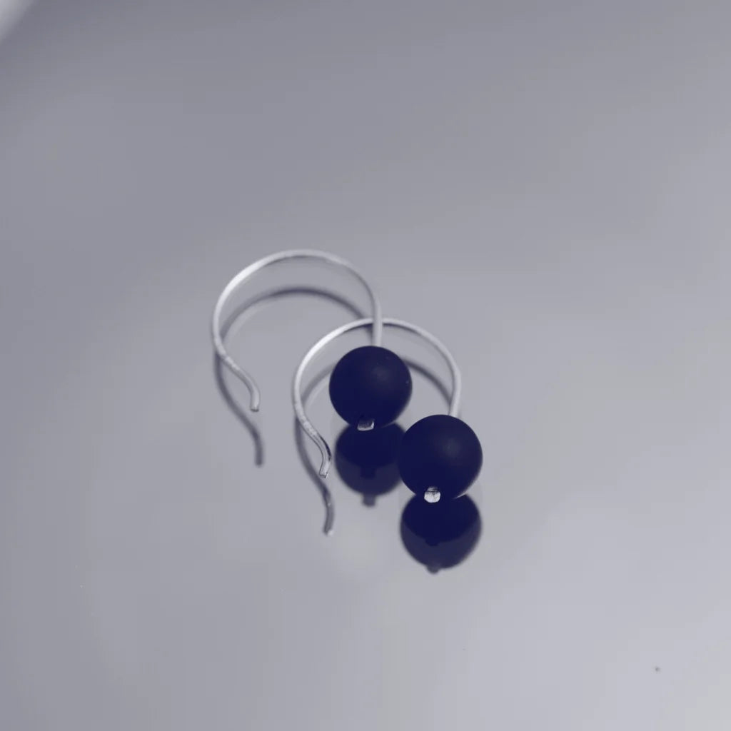 Kul örhängen 2 Onyx - Handgjord - Sweden - Sterling Silver