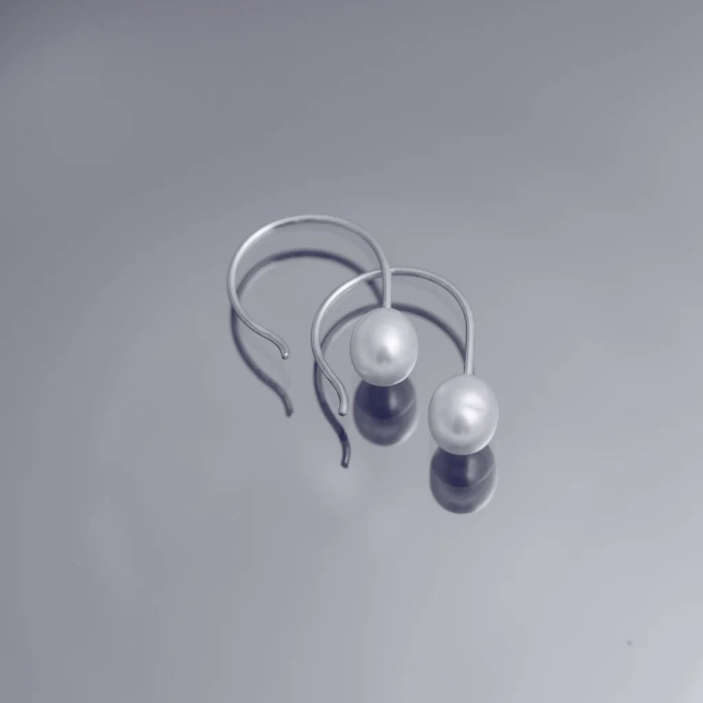 Kul örhängen 2 Pärla - Handgjord - Sweden - Sterling Silver