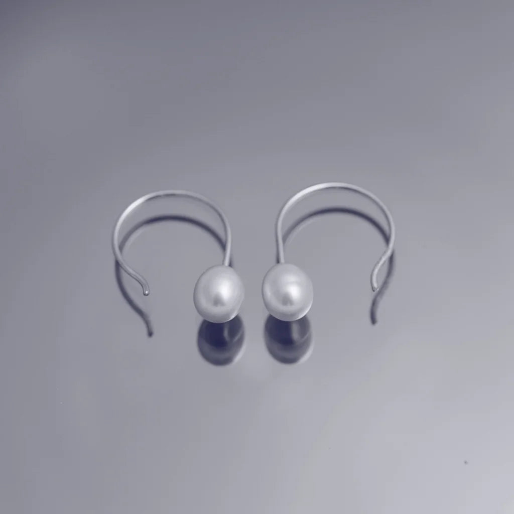 Kul örhängen 2 Pärla - Handgjord - Sweden - Sterling Silver