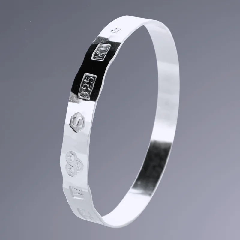 Svenska Stämplar Armband 1, robust sterling silver armband med ädelmetallstämplar