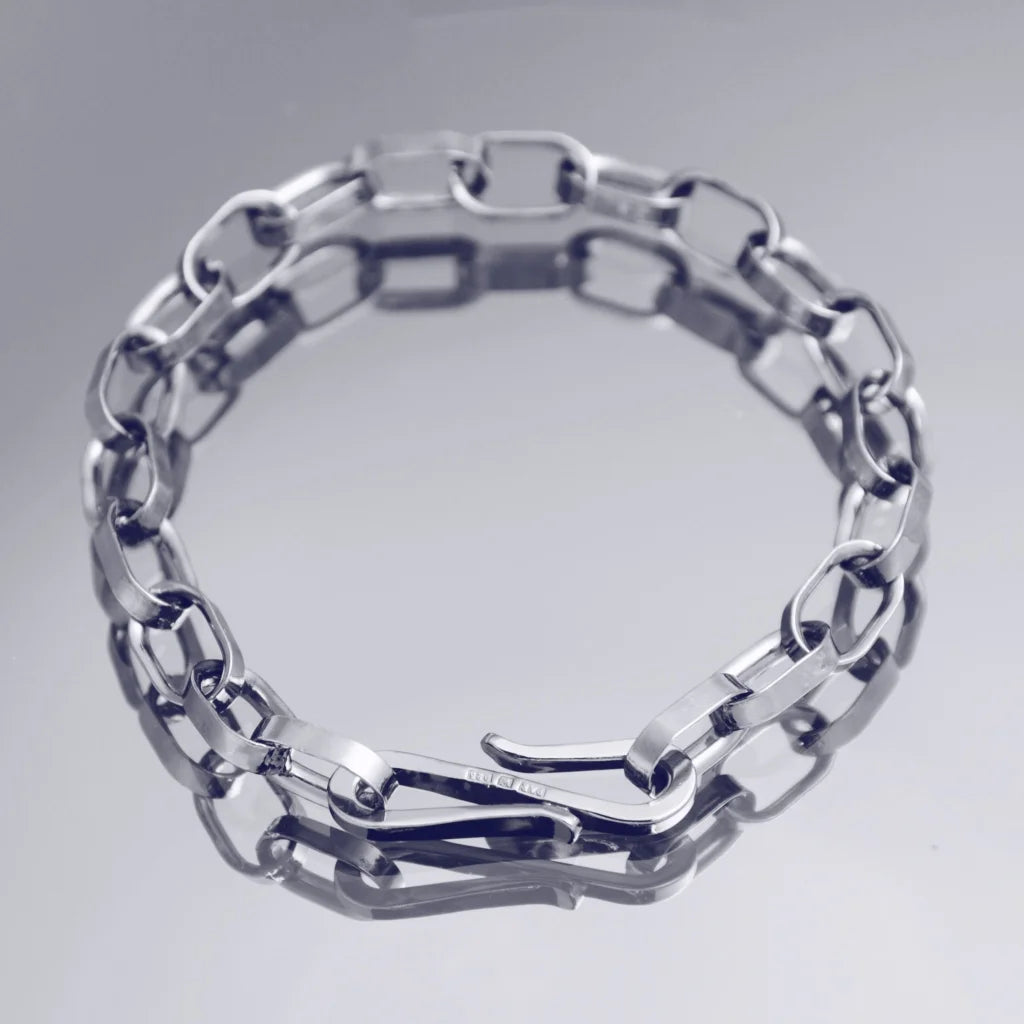 Trad Armband 3 oxid i oxiderat Sterling silver med kraftigt s-lås