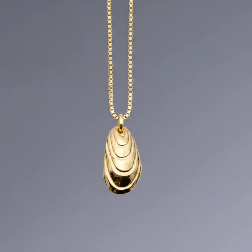 Blåmussla Halsband 5 - 18k förgyllt silver 925