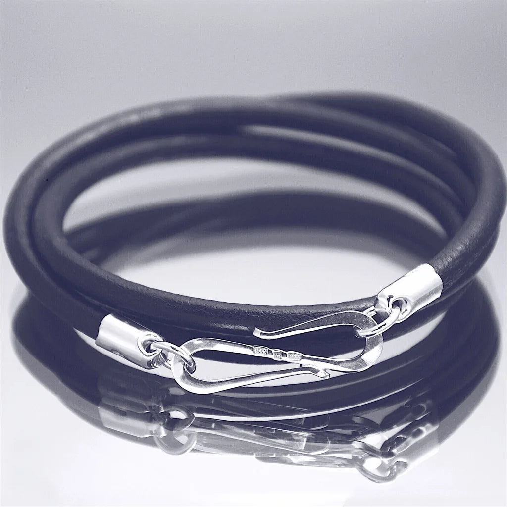 Trad Armband 1, läderarmband med sterling silver s-lås